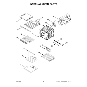 Internal Oven Parts Diagram and Parts List for KOEC730SBE00  KitchenAid Microwave