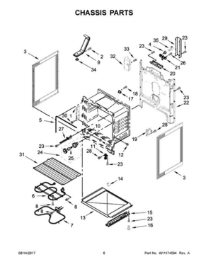 04 - Chassis Parts Diagram and Parts List for WFE505W0HZ0  Whirlpool Range