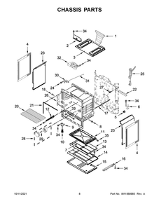 Chassis Parts Diagram and Parts List for WFG525S0JS2  Whirlpool Range