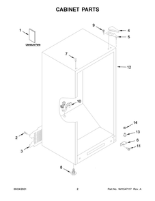 Cabinet Parts Diagram and Parts List for WZF56R16DW07  Whirlpool Freezer
