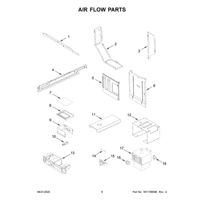 Air Flow Parts Diagram and Parts List for WMT55511KS03  Whirlpool Microwave