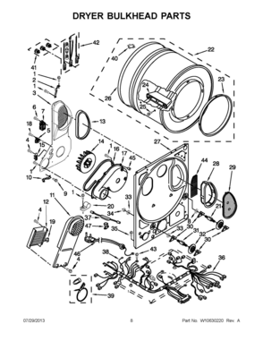 04 - DRYER BULKHEAD PARTS Diagram and Parts List for YLTE5243DQB  Whirlpool Washer Dryer Combo