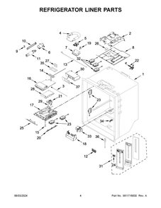 Refrigerator Liner Parts Diagram and Parts List for WRF757SDHZ05  Whirlpool Refrigerator