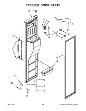 08 - Freezer Door Parts Diagram and Parts List for WRS586FLDM03  Whirlpool Refrigerator