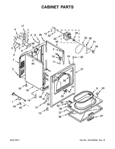 Cabinet Parts Diagram and Parts List for 4KWED4815FW0  Whirlpool Dryer