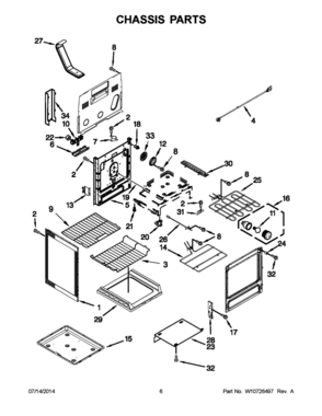 04 - CHASSIS PARTS Diagram and Parts List for YKERS202BSS1  Whirlpool Range