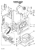 CABINET PARTS Diagram and Parts List for 1CWGD5850SW0  Whirlpool Dryer