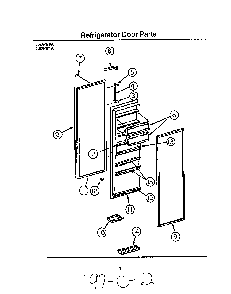 Refrigerator Door Diagram and Parts List for 8624*1A  Roper Refrigerator