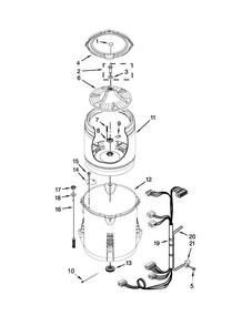 Basket And Tub Parts Diagram and Parts List for 11021492311  Kenmore Washer