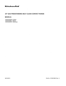 Front Cover Diagram and Parts List for KGRS303BWH1  KitchenAid Range