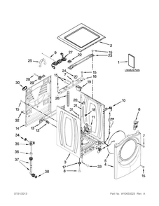 Top And Cabinet Parts Diagram and Parts List for 7MWFW80HEBW0  Whirlpool Washer