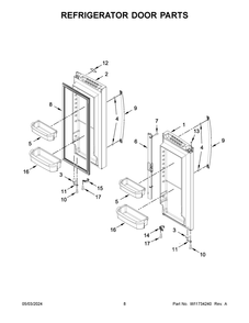 Refrigerator Door Parts Diagram and Parts List for WRF535SWHB10  Whirlpool Refrigerator