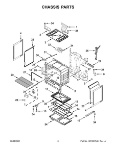 Chassis Parts Diagram and Parts List for WFG525S0JV5  Whirlpool Range