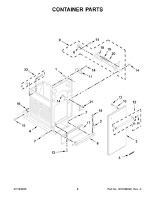Container Parts Diagram and Parts List for KTTS505ESS2  KitchenAid Trash Compactor