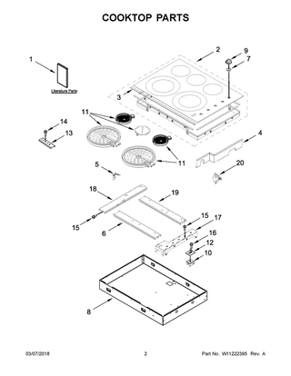 Cooktop Parts Diagram and Parts List for WCE77US0HW00  Whirlpool Cooktop
