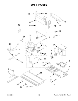 Unit Parts Diagram and Parts List for WRB119WFBM01  Whirlpool Refrigerator