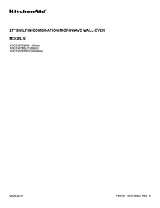 Cover Sheet Diagram and Parts List for KOCE507ESS01  KitchenAid Microwave