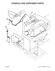 Console And Dispenser Parts Diagram and Parts List for 7MWTW5521BW1  Whirlpool Washer