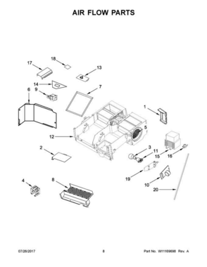05 - Air Flow Parts Diagram and Parts List for WMH53520CS6  Whirlpool Microwave Oven Combo