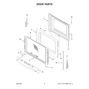 Door Parts Diagram and Parts List for WFES4530SZ0  Whirlpool Range