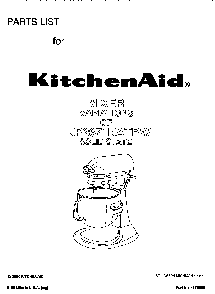 Cover Diagram and Parts List for KP2671KATRW  KitchenAid Mixer