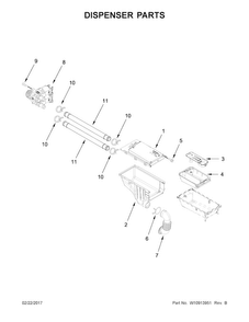 Dispenser Parts Diagram and Parts List for WFW3090GW0  Whirlpool Washer
