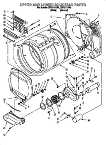 Upper And Lower Bulkhead Diagram and Parts List for CSP2771AW2  Whirlpool Dryer