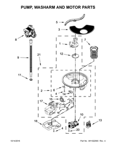 Pump, Washarm And Motor Parts Diagram and Parts List for 66513403N413  Kenmore Dishwasher