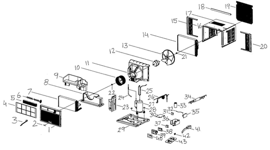 Cabinet Parts Diagram and Parts List for ACQ122PV  Whirlpool Air Conditioner