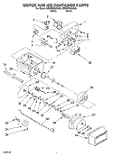 MOTOR AND ICE CONTAINER Diagram and Parts List for 3XES0FHQKQ02  Whirlpool Refrigerator
