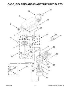 04 - Case, Gearing And Planetary Unit Parts Diagram and Parts List for 5K45SSSOB5  Whirlpool Mixer