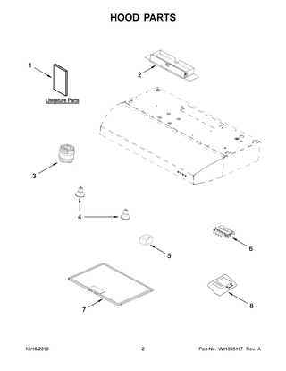 Hood Parts Diagram and Parts List for WVU7130JS0  Whirlpool Range Hood
