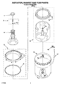 AGITATOR, BASKET AND TUB PARTS Diagram and Parts List for CAWB527MQ2  Crosley Washer