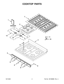 Cooktop Parts Diagram and Parts List for WFG525S0JS2  Whirlpool Range
