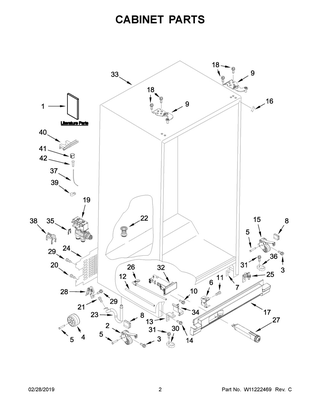 Cabinet Parts Diagram and Parts List for IRS335SDHM00  Whirlpool Refrigerator