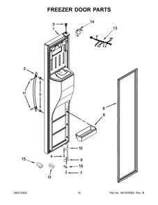 Freezer Door Parts Diagram and Parts List for WRS588FIHV06  Whirlpool Refrigerator