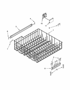 Upper Rack And Track Parts Diagram and Parts List for 66513499N412  Kenmore Dishwasher