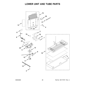 Lower Unit And Tube Parts Diagram and Parts List for KBFN536SJP00  KitchenAid Refrigerator