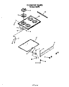 Cooktop Diagram and Parts List for F4857*0  Roper Range