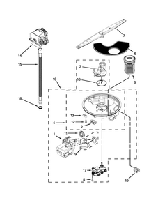Pump, Washarm And Motor Parts Diagram and Parts List for IUD8555DX3  Whirlpool Dishwasher