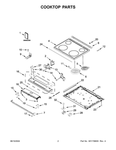 Cooktop Parts Diagram and Parts List for WEE515SALS3  Whirlpool Range