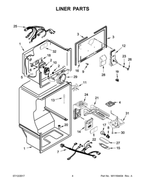 03 - LINER PARTS Diagram and Parts List for WRT311FZDT01  Whirlpool Refrigerator