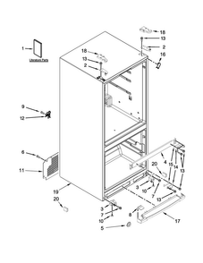 Cabinet Parts Diagram and Parts List for WRF560SFYH04  Whirlpool Refrigerator