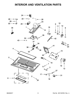 04 - INTERIOR AND VENTILATION PARTS Diagram and Parts List for WMH78019HB0  Whirlpool Microwave Oven Combo