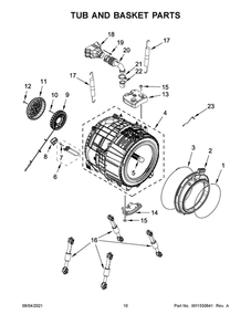 Tub And Basket Parts Diagram and Parts List for WFW9620HBK3  Whirlpool Washer