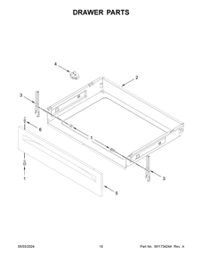 Drawer Parts Diagram and Parts List for WFC315S0JB4  Whirlpool Range