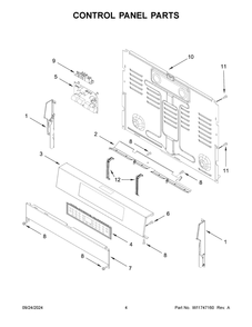 03 - Control Panel Parts Diagram and Parts List for MFGS8030RZ0  Whirlpool Range