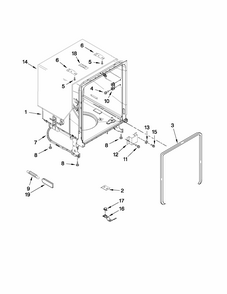 Tub And Frame Parts Diagram and Parts List for 66515112K211  Kenmore Dishwasher