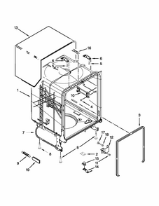 Tub And Frame Parts Diagram and Parts List for 66513283K116  Kenmore Dishwasher