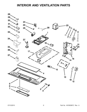 03 - INTERIOR AND VENTILATION PARTS Diagram and Parts List for YWMH76718AB1  Whirlpool Microwave
